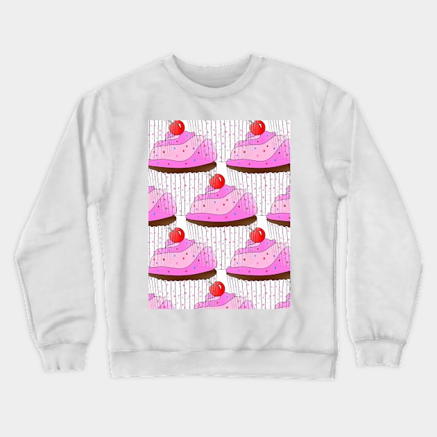 SPRINKLE Cupcake Lover Pattern - Cute Cupcake Art Crewneck Sweatshirt by SartorisArt1